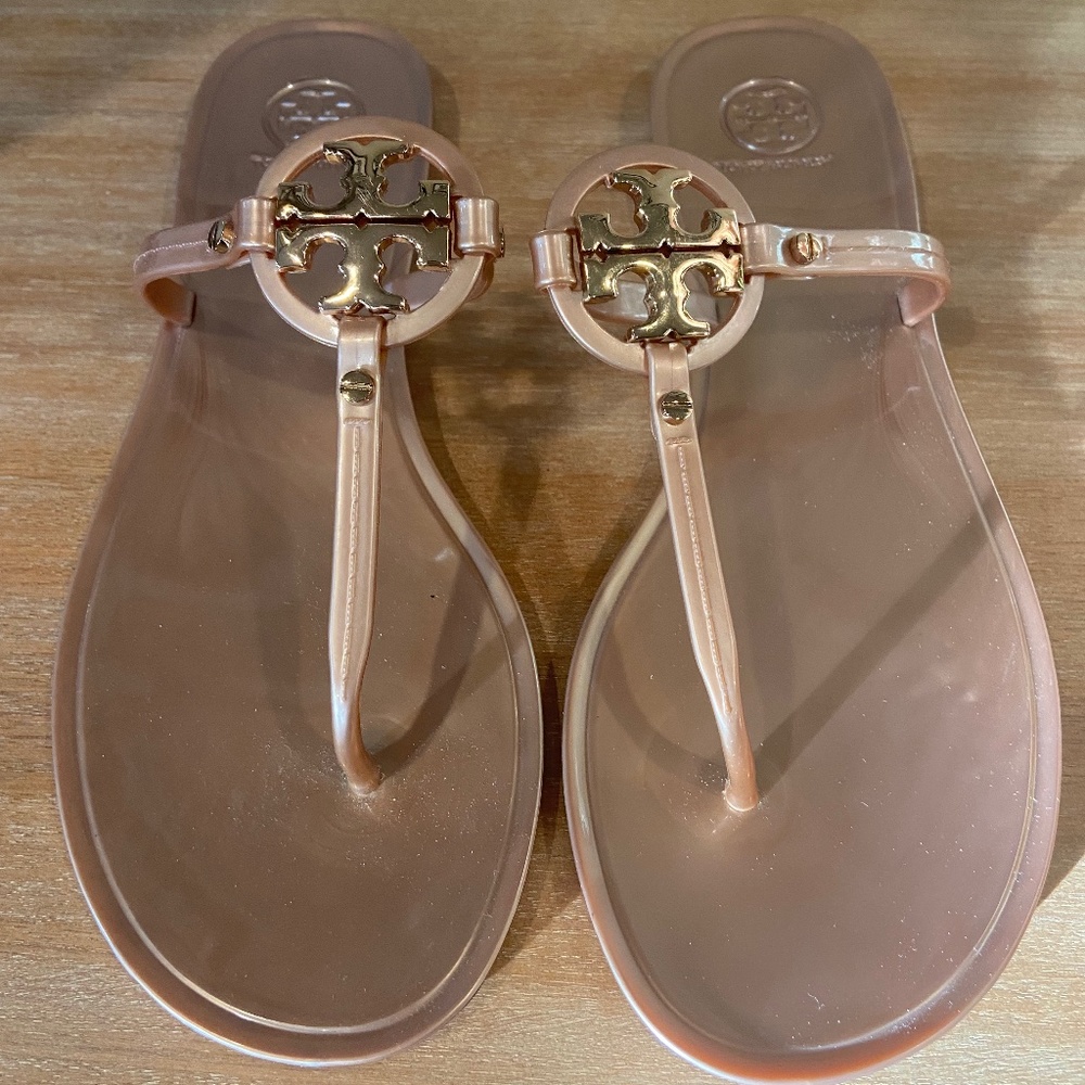 Tory Burch Mini Miller Rose Gold Flat Thong Size 9